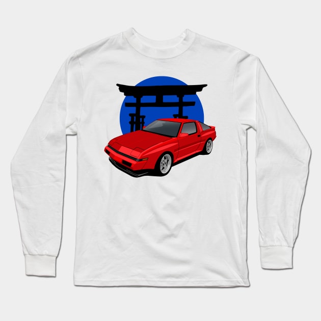 Red Mitsubishi Starion Turbo GSR-X 1982-1993 Long Sleeve T-Shirt by Rebellion Store